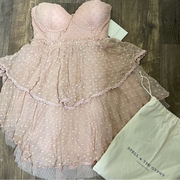 SPELL & THE GYPSY  Mira Bustier RaRa Dress ~ Rose (Pink). Small. NEW WITH TAGS - Picture 12 of 13